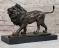 Load image into Gallery viewer, Walking Lion Bronze Sculpture Statue Figure on Marble Base Signed Milo
