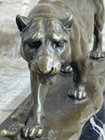 Load image into Gallery viewer, Panther Mountain Lion Big Cat Bronze Statue Sculpture Figure on Marble Base
