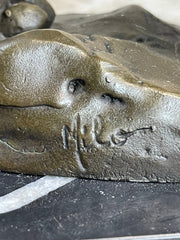 Panther Mountain Lion Big Cat Bronze Statue Sculpture Figure on Marble Base