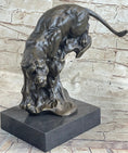 Load image into Gallery viewer, Pouncing Cougar Mountain Lion Cat Bronze Statue Sculpture Figure 11.5" x 12"
