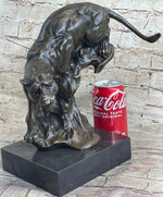 Pouncing Cougar Mountain Lion Cat Bronze Statue Sculpture Figure 11.5
