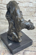 Load image into Gallery viewer, Pouncing Cougar Mountain Lion Cat Bronze Statue Sculpture Figure 11.5" x 12"
