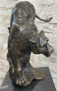 Load image into Gallery viewer, Pouncing Cougar Mountain Lion Cat Bronze Statue Sculpture Figure 11.5" x 12"

