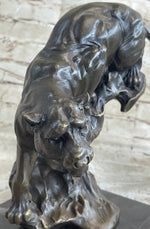 Pouncing Cougar Mountain Lion Cat Bronze Statue Sculpture Figure 11.5