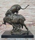 Load image into Gallery viewer, Fierce Lion vs. Buffalo – Hot Cast Bronze Wildlife Sculpture by Milo
