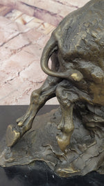 Fierce Lion vs. Buffalo – Hot Cast Bronze Wildlife Sculpture by Milo