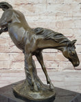 Load image into Gallery viewer, Jumping Wild Horse Mustang Stallion Bronze Sculpture Statue on Marble Base
