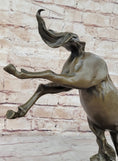 Load image into Gallery viewer, Jumping Wild Horse Mustang Stallion Bronze Sculpture Statue on Marble Base
