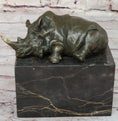 Load image into Gallery viewer, Rhinoceros Rhino Bookend Bronze Sculpture Figurine Lost Wax Casting on Marble Base
