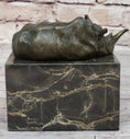 Load image into Gallery viewer, Rhinoceros Rhino Bookend Bronze Sculpture Figurine Lost Wax Casting on Marble Base
