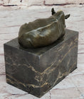 Load image into Gallery viewer, Rhinoceros Rhino Bookend Bronze Sculpture Figurine Lost Wax Casting on Marble Base
