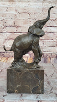 Load image into Gallery viewer, Elephant Standing on Hind Legs Bronze Figure Statue Sculpture Signed Art on Marble Base
