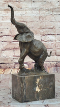 Load image into Gallery viewer, Elephant Standing on Hind Legs Bronze Figure Statue Sculpture Signed Art on Marble Base
