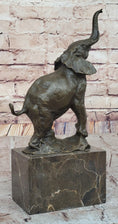 Load image into Gallery viewer, Elephant Standing on Hind Legs Bronze Figure Statue Sculpture Signed Art on Marble Base
