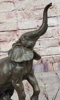 Load image into Gallery viewer, Elephant Standing on Hind Legs Bronze Figure Statue Sculpture Signed Art on Marble Base
