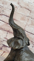 Load image into Gallery viewer, Elephant Standing on Hind Legs Bronze Figure Statue Sculpture Signed Art on Marble Base
