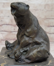 Art Deco Stylish Polar Bear Bronze Sculpture Marble Base Figurine Figure Hotcast
