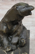Load image into Gallery viewer, Art Deco Stylish Polar Bear Bronze Sculpture Marble Base Figurine Figure Hotcast
