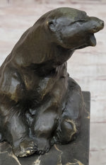Art Deco Stylish Polar Bear Bronze Sculpture Marble Base Figurine Figure Hotcast