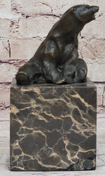 Art Deco Stylish Polar Bear Bronze Sculpture Marble Base Figurine Figure Hotcast
