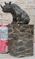 Load image into Gallery viewer, Signed Milo African Rhinoceros Rhino Bronze Figurine Sculpture Statue on Marble Base
