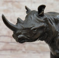 Load image into Gallery viewer, Signed Milo African Rhinoceros Rhino Bronze Figurine Sculpture Statue on Marble Base

