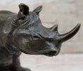 Load image into Gallery viewer, Signed Milo African Rhinoceros Rhino Bronze Figurine Sculpture Statue on Marble Base
