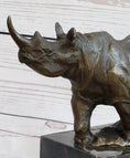 Load image into Gallery viewer, Rhinoceros Rhino Bronze Metal Sculpture Statue Bookend Figure Marble Base
