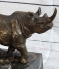 Load image into Gallery viewer, Rhinoceros Rhino Bronze Metal Sculpture Statue Bookend Figure Marble Base
