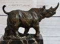 Load image into Gallery viewer, Rhinoceros Rhino Bronze Metal Sculpture Statue Bookend Figure Marble Base
