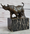 Load image into Gallery viewer, Rhinoceros Rhino Bronze Metal Sculpture Statue Bookend Figure Marble Base
