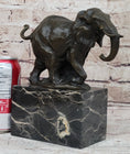 Load image into Gallery viewer, Miniature Elephant Bronze Metal Figurine Sculpture on Marble Base Signed Original
