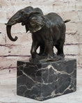 Load image into Gallery viewer, Miniature Elephant Bronze Metal Figurine Sculpture on Marble Base Signed Original
