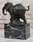 Load image into Gallery viewer, Miniature Elephant Bronze Metal Figurine Sculpture on Marble Base Signed Original
