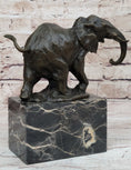 Load image into Gallery viewer, Miniature Elephant Bronze Metal Figurine Sculpture on Marble Base Signed Original
