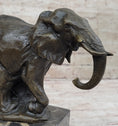 Load image into Gallery viewer, Miniature Elephant Bronze Metal Figurine Sculpture on Marble Base Signed Original

