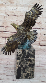 Art Deco Multi Color Patina American Bald Eagle Classic Bronze Statue Artwork