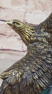Art Deco Multi Color Patina American Bald Eagle Classic Bronze Statue Artwork