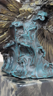 Art Deco Multi Color Patina American Bald Eagle Classic Bronze Statue Artwork