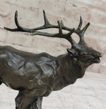 Signed Original Male Elk Mountain Deer Caribou Hunter Bronze Sculpture Art Decor