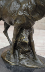 Signed Original Male Elk Mountain Deer Caribou Hunter Bronze Sculpture Art Decor