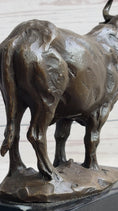 Load image into Gallery viewer, Hot Cast Bronze Metal Bull Cattle Cow Sculpture Statue Figure on Marble Base
