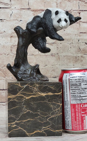 Bronze Panda Bear Sculpture on Marble Base – Unique Wildlife Art Décor by Milo