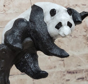 Bronze Panda Bear Sculpture on Marble Base – Unique Wildlife Art Décor by Milo