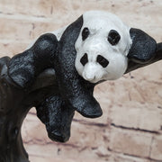 Bronze Panda Bear Sculpture on Marble Base – Unique Wildlife Art Décor by Milo