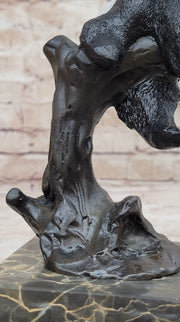 Bronze Panda Bear Sculpture on Marble Base – Unique Wildlife Art Décor by Milo