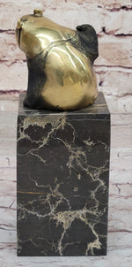 Real Bronze Panda Bear Bronze Figurine Sculpture on Marble Base by Milo