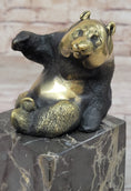 Load image into Gallery viewer, Real Bronze Panda Bear Bronze Figurine Sculpture on Marble Base by Milo
