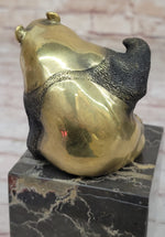 Real Bronze Panda Bear Bronze Figurine Sculpture on Marble Base by Milo