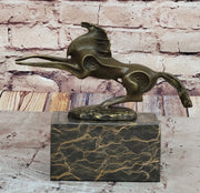 Abstract Modern Contemporary Horse Figurine Bronze Sculpture on Marble Base